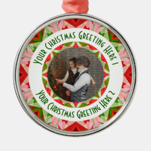 Custom Christmas Star Jolly Red Fun Photo Greeting Metal Ornament