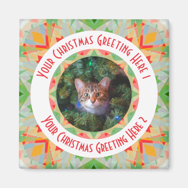 Custom Christmas Star Merry Green Jolly Red Yellow Magnet (Front)