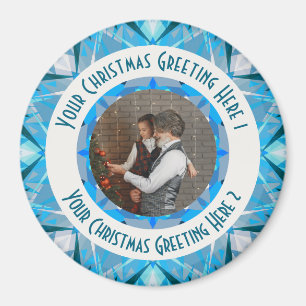 Custom Christmas Star Winter Blue Photo Greeting Magnet