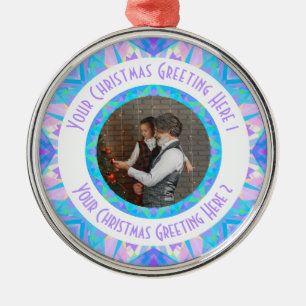 Custom Christmas Star Winter Blue Photo Greeting Metal Ornament