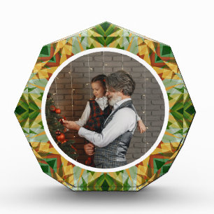 Custom Christmas Star Winter Green Fall Brown Photo Block