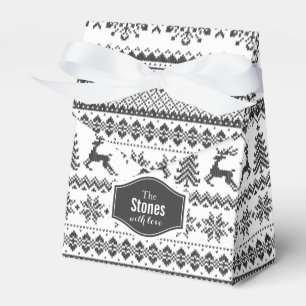 Custom Christmas sweater black fair isle pattern Favour Box
