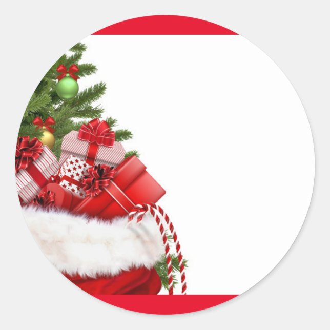 Custom Christmas Tree And Gifts Blank Template Classic Round Sticker (Front)