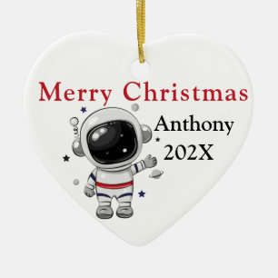 Custom Christmas Tree Astronaut Ceramic Ornament
