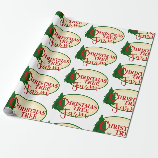 Custom Christmas Tree Farm Wrapping Paper (Unrolled)