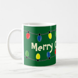 Custom Christmas tree lights decoration coffee mug