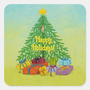 Custom Christmas tree Square Sticker
