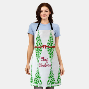 Custom Christmas Tree Theme Green Chef Apron