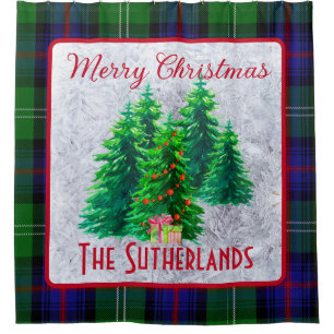 Custom Christmas Trees Scottish Sutherland Clan Shower Curtain