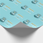 Custom Christmas Turquoise Blue Gold Ornament Wrapping Paper<br><div class="desc">Lovely modern gift wrapping paper with Merry Christmas written.  Silver blue,  turquoise with large ornament with bow.  Faux gold MERRY. Personalise with name. Impress your friends and family with this luxurious gift wrapping paper.  (background colour can be changed to any colour)</div>