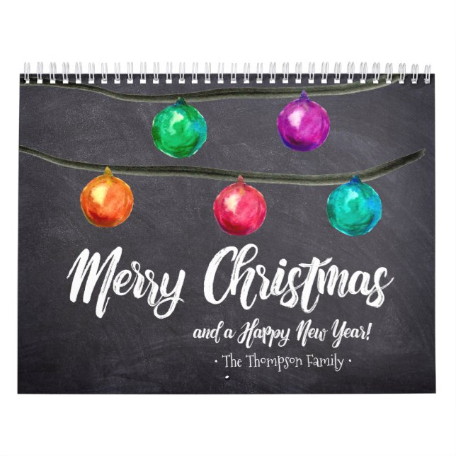 Custom Christmas Watercolor Monthly Photos Calendar (Cover)