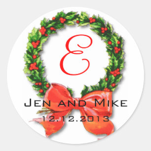 Custom Christmas Wedding Monogram E Sticker