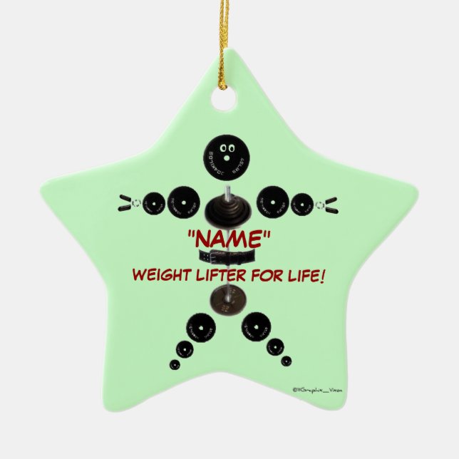 Custom Christmas Weight Lifter Ceramic Ornament (Front)