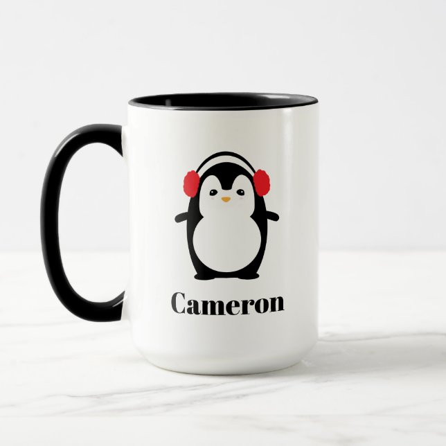 Custom Christmas Winter Cute Penguin Mug  (Left)