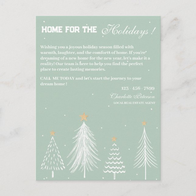 Custom Christmas Winter Seasonal Real Estate Holiday Postcard (Front)