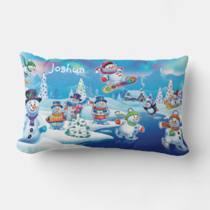 Custom Christmas winter wonderland snowmen cushion
