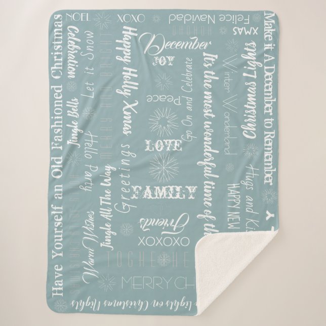 Custom Christmas Wishes Sherpa Blanket (Front)