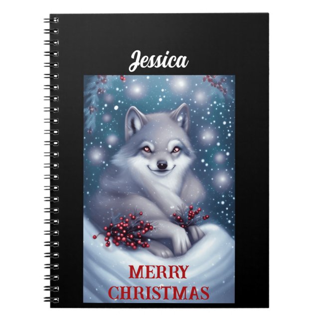 Custom Christmas Wolf - Notebook (Front)