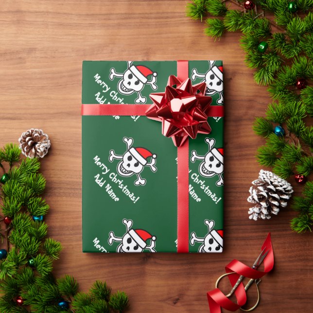 Custom Christmas wrapping paper with Santa skull (Holiday Gift)