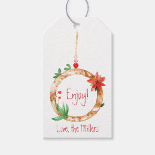 Custom Christmas Wreath Gift Tags