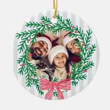 Custom Christmas Wreath Photo and Greetings