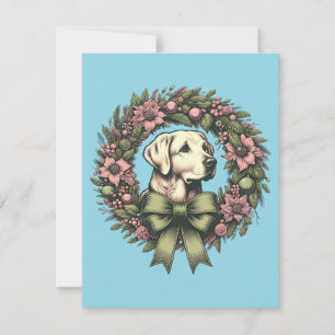 Custom Christmas Yellow Labrador Wreath Card