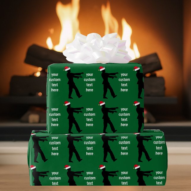Custom Christmas Zombie Green Wrapping Paper (Creator Uploaded)