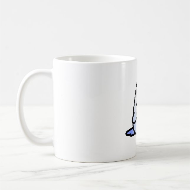 Custom Chubby Dilute Blue Budgie Sitting Coffee Mug (Left)