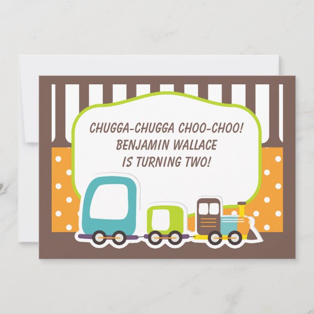 Custom Chugga Train Birthday Party Invitation (Front)