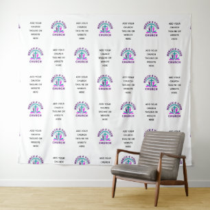 Custom CHURCH MERCHANDISE Add Logo Backdrop Tapestry