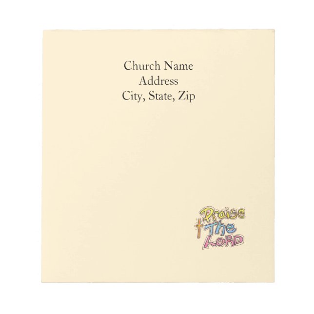 Custom Church Name Praise the LORD Graphic Notepad (Front)