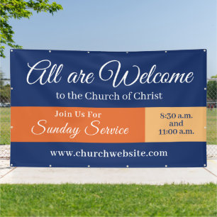 Custom Church Welcome Sign Hanging Banner Outdoo
