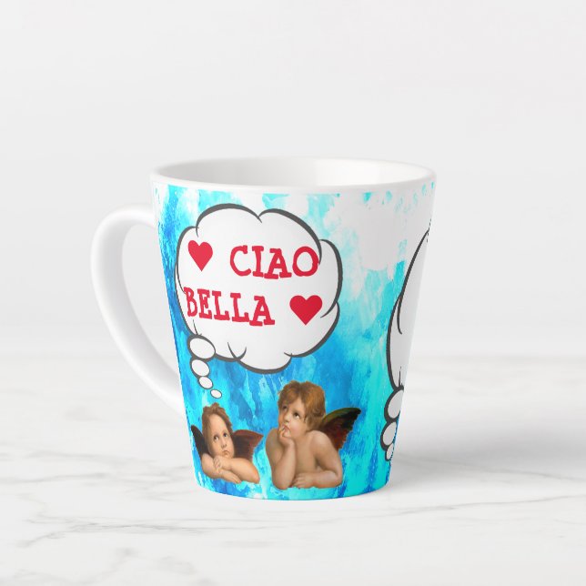 Custom ♥ CIAO BELLA ♥ Cherub Angels Latte Mug (Left Angle)