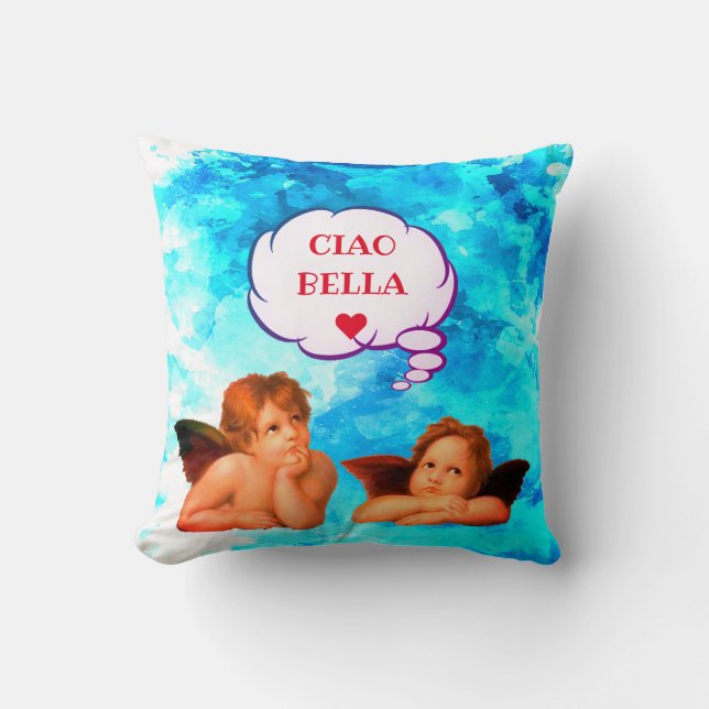 Custom CIAO BELLA Cherubs Angels Valentines Cushion (Front)