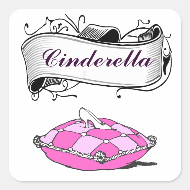 Custom Cinderella Slipper Pink Pillow Sticker (Front)