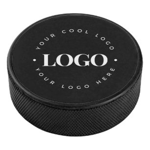 Custom Circle Round Business Logo Branded Black Hockey Puck