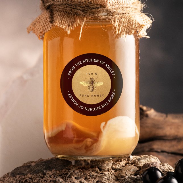 Custom Circular Homemade Honey Kitchen Kraft Bee Classic Round Sticker (Custom Circular Homemade Honey Kitchen Kraft Bee Classic Round Sticker)