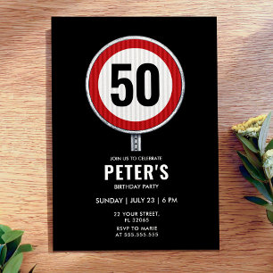 Custom circular road sign with your age invitation
