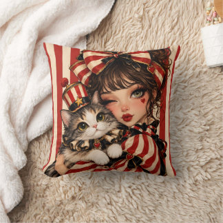 Custom Circus Girl Cat Pillow Personalised Gift