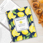 Custom Citrus Lemon Botanical Pattern Navy Blue Notebook<br><div class="desc">This lemon pattern design and a white square on the front where you can customise it with your name,  the purpose,  and the volume if you would like that.</div>