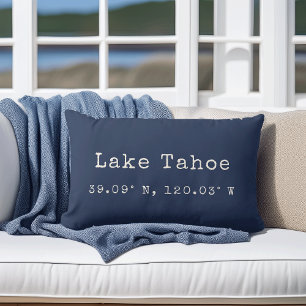 Custom City Coordinates Throw Pillow   Navy
