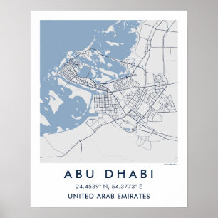 Custom City Map Abu Dhabi UAE Wall Art Poster