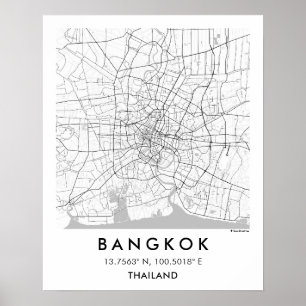 Custom City Map Bangkok Thailand Wall Art Poster
