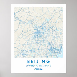 Custom City Map Beijing China Wall Art Poster