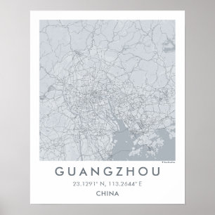 Custom City Map Guangzhou China Wall Art Poster