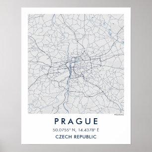 Custom City Map Prague Wall Art Poster