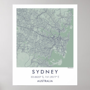 Custom City Map Sydney Australia Poster