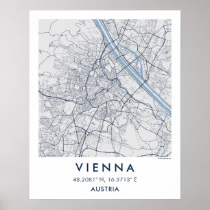 Custom City Map Vienna Austria Wall Art Poster