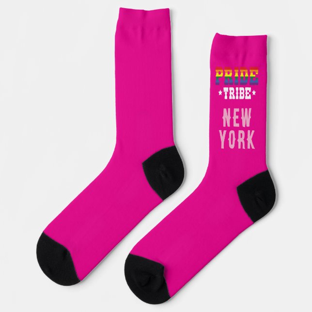 Custom City PINK LGBTQ+ Rainbow Pride Tribe Socks (Left)