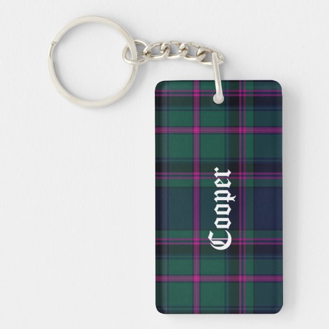 Custom Clan Cooper Tartan Plaid Key Chain (Front)